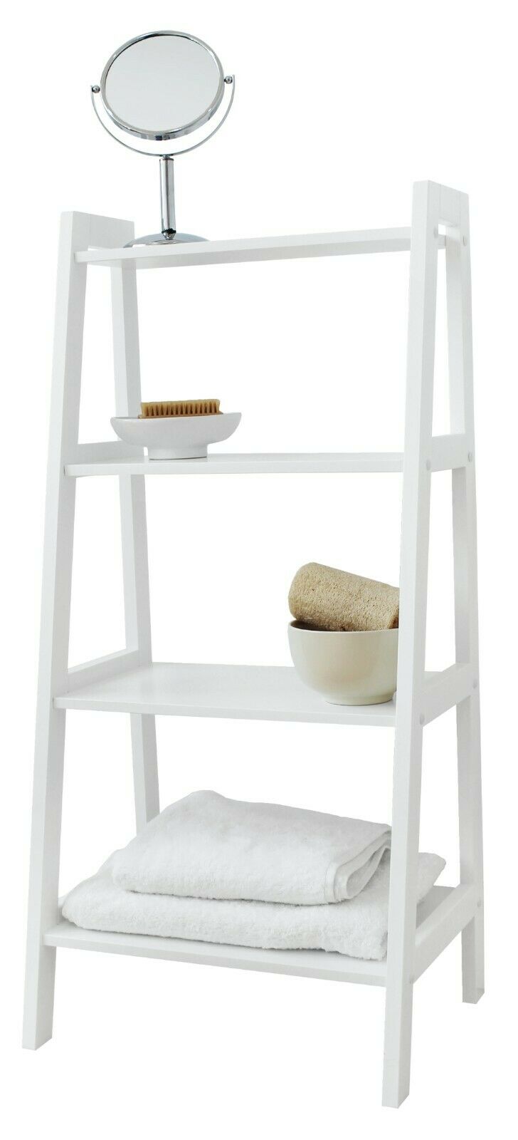 Grey White 4 Tier Ladder Style Storage Shelving Unit Bathroom Living Home House