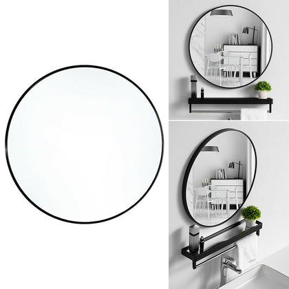 Rustic Wall Mounted Brushed Metal Round Bathroom Mirror Bedroom Makeup Mirror