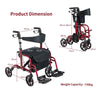 2-In-1 Rollator Walker & Transport Chair Folding Walking Aid w/ Large Seat