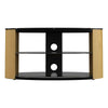 Oak TV Stand Wood Effect Oval with Black Glass Shelves for TVs 28" 32" 37" 40"