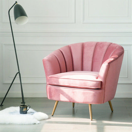 Vintage Wing Back Armchair Vellum Chair Lounge Blush Pink Sofa Velvet Upholstery