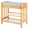 Simple Shoe Rack Shoe Bench Stool Organizer w/ Seat Cushion Hallway Storage Rack
