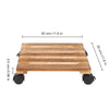 2PCS 11.8" Wood Slatted Plant Caddy Cart Wheeled Pot Stand Flower Rollers Risers