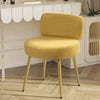 Dressing Table Stool Linen/Faux Fur Makeup Vanity Seat Chair Metal Legs Pouffe
