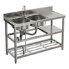 Catering Sink Stainless Steel 1/2 Bowls Basin Commercial Kitchen Table Drainer