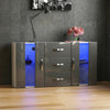 LED Sideboard 2 Door 3 Drawer Buffet Storage Cabinet Cupboard High Gloss