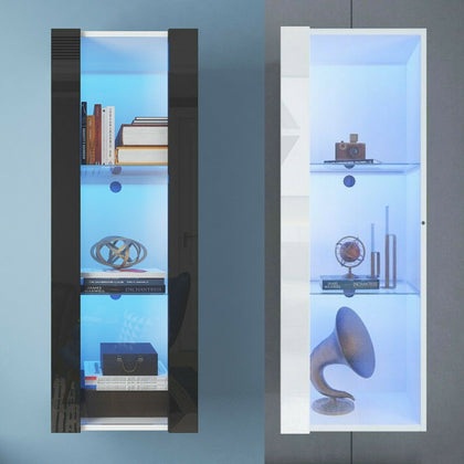 3-Tier Living Room Display Shelves Wall Shelf Bookcase High-gloss With LED Light