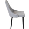 Pair of Classic Grey Fabric Material Upholstered Dinner Dining Chairs Black Legs