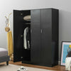 3 Door triple Wardrobe Matt Black - Bedroom Furniture Storage Cupboard UK