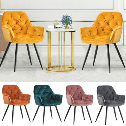 1/2/4X Dining Chairs Velvet Padded Seat Metal Legs Kitchen Chair Home Office Set