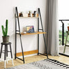 2-Tier Wood Computer Desk Metal Frame Study Writing Table with Shelf Storage
