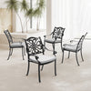 Set of 4 Cast Aluminum Patio Chairs Outdoor Dining Chairs w/Armrest&Grey Cushion