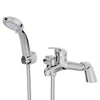Bathroom Bath Shower Mixer Tap with Handset Chrome Modern Curved Single Lever