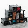 Interlocking 16 Compartment Shoe Organiser Storage Cube Rack Black White Design