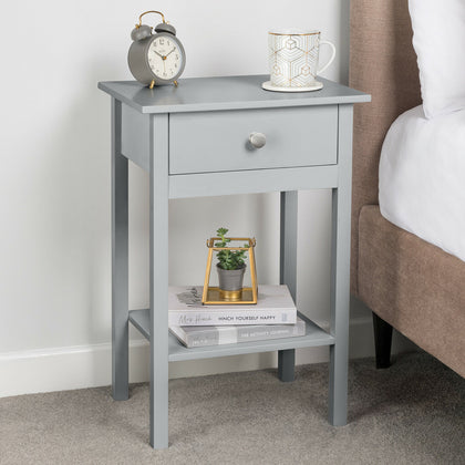 Bedside Table Bedroom Cabinet Nightstand With Drawer & Shelf Christow