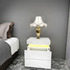 High Gloss Front Chest of 2 Drawers Bedside Table Cabinets LED Light Nightstand