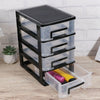 4 Drawer Tower Plastic Draw Storage Unit Box Office Home School Bedroom Desktop