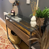 Vintage Console Table Glass Industrial Sideboard Shelf Storage Drawer Metal Legs