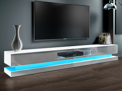 Modern Tv Unit Cabinet Stand Matt Body & High Gloss Doors With Led Light 180cm