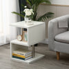 High Gloss 2 Tier Side/Coffee Table With RGBP LED Light Living Room Decor-White