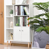 Cabinet Shelves Bookcase Storage Unit Free Standing w/ Two Doors White