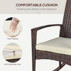 Outsunny Patio Rattan Rocking Chair Bistro Seat Wicker Outdoor Garden w/ Cushion