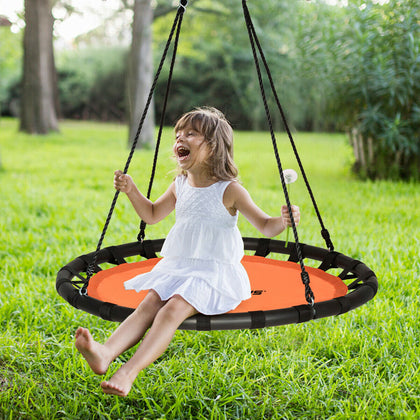Adjustable Tree Swing Indoor & Outdoor Saucer Round Swing Set W/ Multi-ply Rope