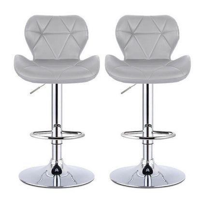 2× Grey Bar Stools Swivel Kitchen Breakfast Bar Stool Chair PU Leather Gas Lift
