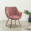 2Pcs Blush Pink Velvet Scallop Shell Accent Dining Chairs Dressing Vanity Chair