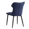 2X Blue Dining Chairs Faux Leather Ergonomic Back Soft Cushion With Metal Legs