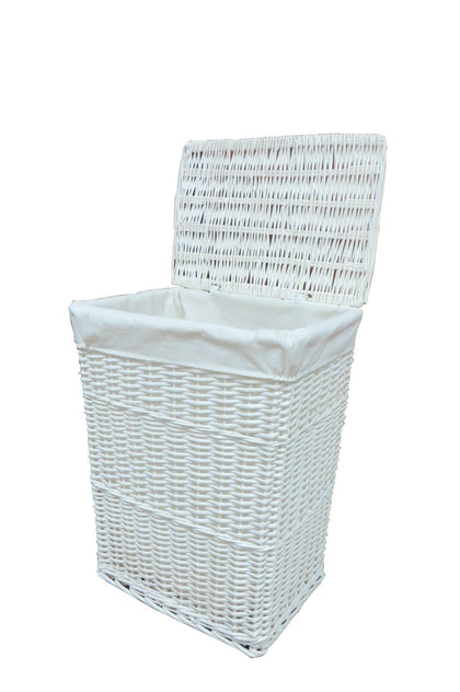 Laundry Basket Bin White Medium Wicker Basket With White Liner Insert Handles