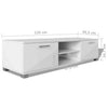 TV Cabinet 2 Shelves 2 Compartments with Doors High-Gloss White 120x40.3x34.7 cm