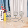 Silver 3 Arms Crystal Tea Light Candle Holders Centerpieces Table Candelabras UK