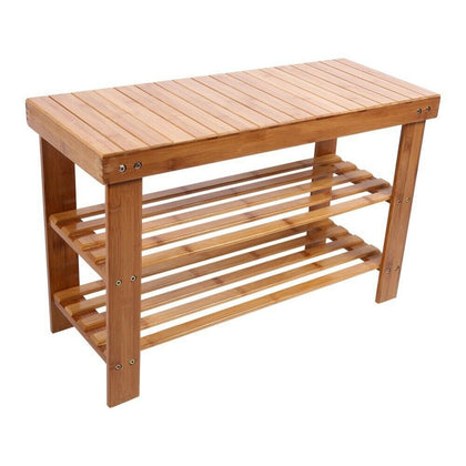 3 Tier Natural Bamboo Wooden Shoe Rack Bench Organiser Stand Storage Shelf Seat