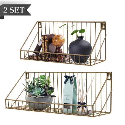 2X Wall Mounted Floating Shelves Metal Bathroom Shelf Kitchen Storage Rac