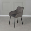 2PCS Modern Grey Velvet Fabric Upholstered Dining Chairs Armchairs Metal Legs