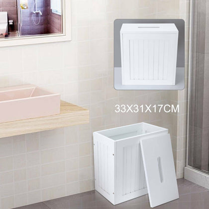 White Wooden Small Toilet Cleaning Product Bathroom Storage Tidy Box Unit UK