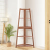 Corner Ladder Shelf 5 Tier Wooden Fan-Shaped Display Stand Storage Rack Bookcase