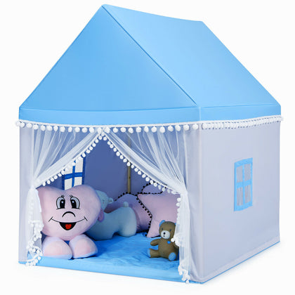 Wood Frame Large Playhouse Kids Toddler Castle Play Tent W/ Washable Mattress