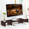 Monitor Stand TV PC Laptop Computer Screen Riser Bookcase Set Wood Brown