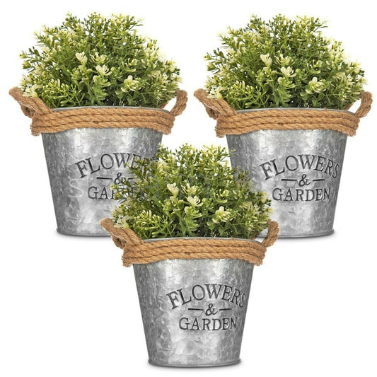 3 x Vintage Zinc Plant Garden Flower Pot Holder Basket Wall Outdoor Indoor Decor