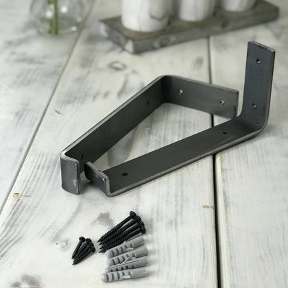PAIRS OF SCAFFOLD BOARD 225MM SHELF BRACKETS RAW BLACK & WHITE FIXINGS INCLUDED