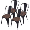 2/4X Bistro Dining Chair Stackable Vintage Kitchen Cafe Metal Wood Tolix Chairs