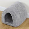 Soft Grey Pet Cat/Kitten Dog/Puppy Fleece Igloo Bed Warm House/Tunnel/Snug/Pod