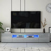 Modern 200cm TV Unit Cabinet Stand High Gloss Drawers Grey Matt Body LED Light