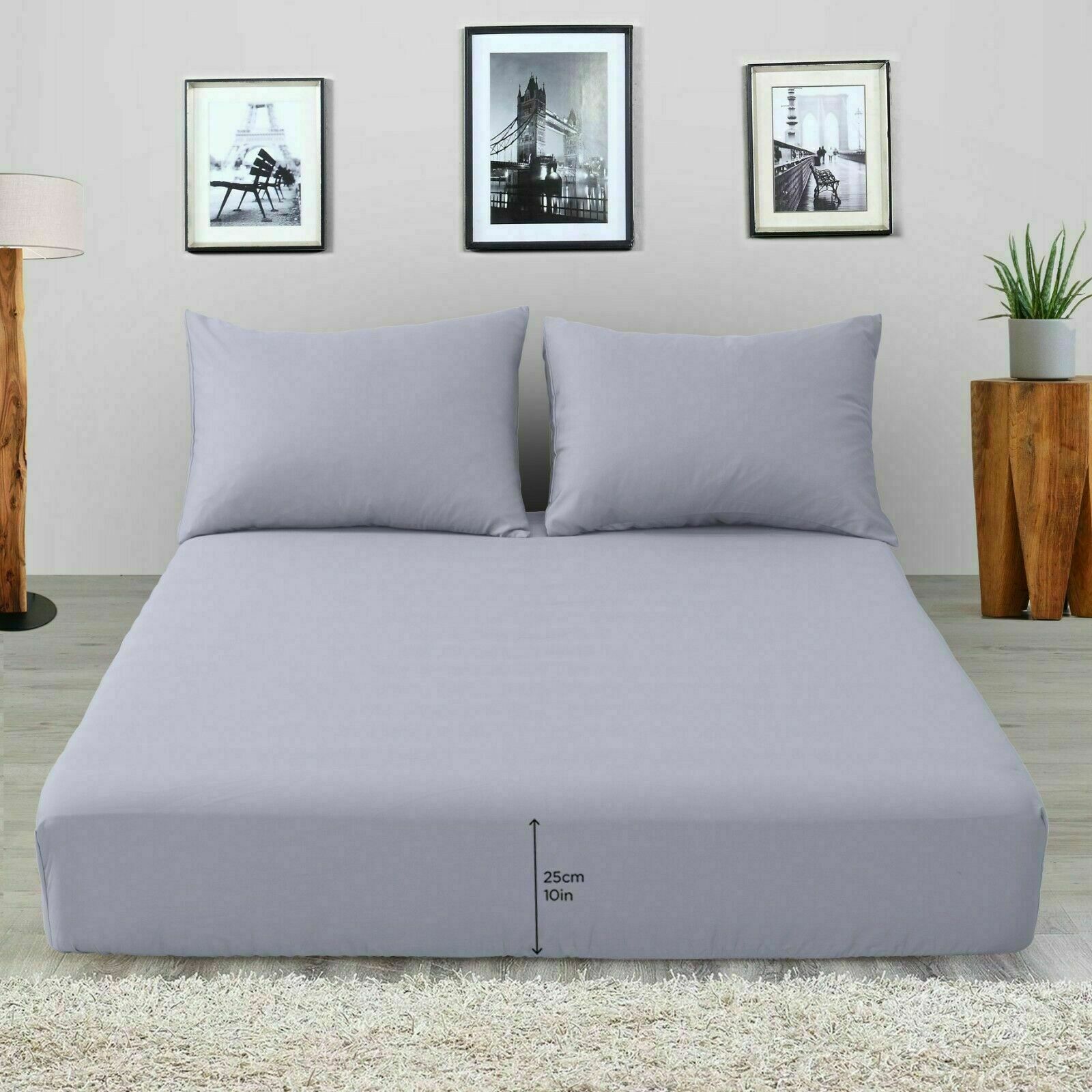 Full 25cm Fitted Sheet Bed Sheets 100% Poly Cotton Single Double King King Size