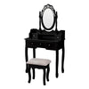 Black Dressing Table Vanity Makeup Desk with 5 Drawers, Mirror Set and Stool UK