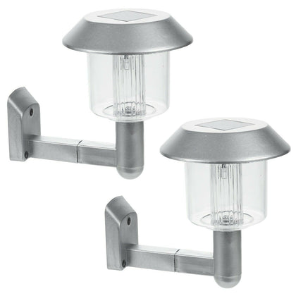 2, 4, 6, 10 x Silver Solar Powered LED Wall Light Outdoor Garden Safety Lighting
