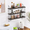Adjustable 3 Tier Wall Floating Shelf with Metal Brackets Strong Bearing Shelves