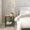 Industrial Side Table Sofa End Storage Shelf Metal Frame Coffee Table Nightstand